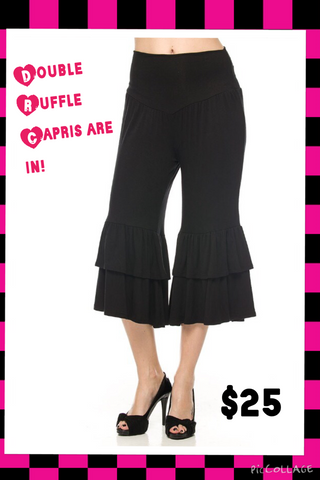 Double Ruffle Capri Pants – Sassy Olive Boutique