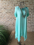 Mint ruffled hem dress