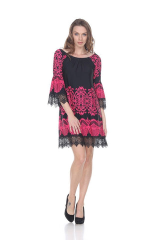 Black and pink outlet lace dress