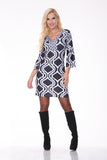 Black/White Bell Sleeved Dress