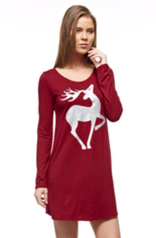 Red Glitter Reindeer Tunic